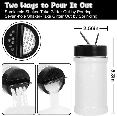 Miniatura 3 de Purpurina blanca, 7.05 onzas (7.05 oz), purpurina gruesa para manualidades de resina, uñas, vasos, slime cosmético y decoración de festivales, Blanco