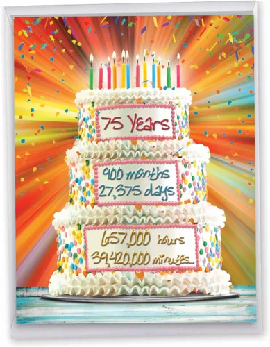 Miniatura 8 de NobleWorks J8261MBG - Tarjeta de felicitación de cumpleaños de 75 x 11 pulgadas con sobre (1 unidad), tamaño grande, tamaño jumbo floral de 75 años