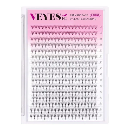 Miniatura 9 de VEYES INC Extensiones de pestañas postizas en abanico 3D-24D C/D rizo natural y volumen mixto, suministros de pestañas profesionales, negro mate 10D