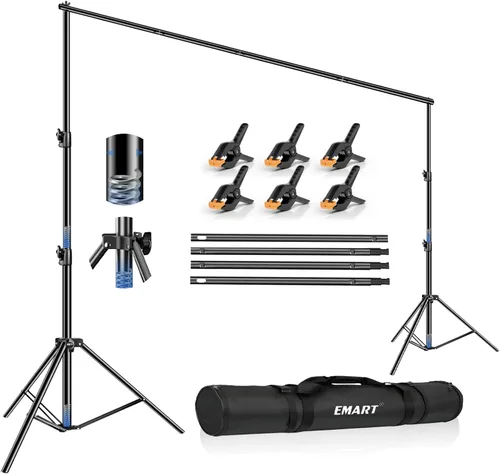 Miniatura 8 de EMART Soporte de fondo resistente, 7 x 10 pies, kit de sistema de soporte de fondo ajustable con bolsa de transporte para fotografía