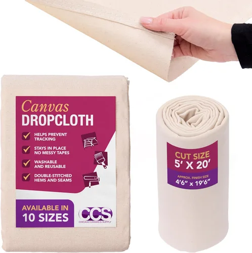 Miniatura 20 de CCS - Lona de lona para pintar, lona de algodón multiusos para cortinas, manteles, telones de fondo, cubierta de suelo lavable y reutilizable y hoja