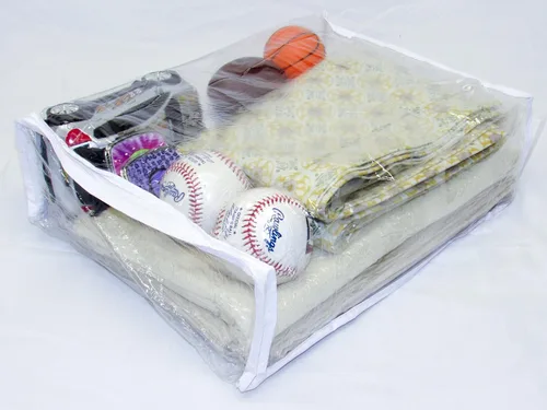 Miniatura 3 de Paquete de 2 bolsas de almacenamiento de vinilo resistente con cremallera (transparente) para suéteres, mantas, edredones, juegos de ropa de cama