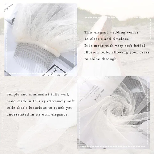 Miniatura 5 de Unicra Velo de novia de 1 nivel largo catedral tul accesorios para el cabello con peine de velo de boda para novias 587in de ancho x 1181in de largo