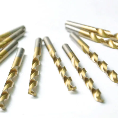 Miniatura 6 de Juego de brocas de titanio, 10 brocas HSS Jobber de 11/64 pulgadas, taladro de longitud de acero de alta velocidad 4341 para perforar en acero
