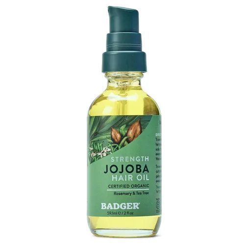 Badger Aceite orgánico para el cabello de jojoba y tratamiento para el cuero cabelludo seco, calmante e hidratante, aceite de cuero cabelludo seco