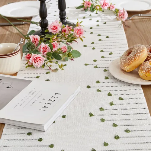Miniatura 10 de Wracra Camino de Mesa Bohemio, Caminos de Mesa de Macramé Tejidos de Algodón Natural de 48 Pulgadas de Largo para Decoración del Hogar de Granja