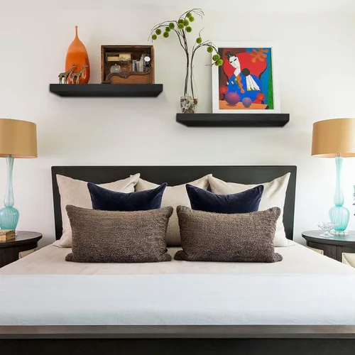 Miniatura 7 de QEEIG Estantes flotantes para pared de 23.6 pulgadas de largo, estante montado en la pared, baño, cocina, sala de estar, dormitorio, granja, C. negro