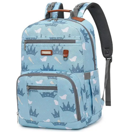 Miniatura 22 de Mochila para pañales, grandes bolsas de pañales para bebé con cambiador portátil para niños y niñas, mochila de viaje multifuncional para mamás