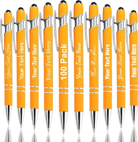 Miniatura 95 de Hasta 300 bolígrafos personalizados a granel con nombre personalizado con grabado gratis, puntas de lápiz capacitivo grabado, bolígrafo