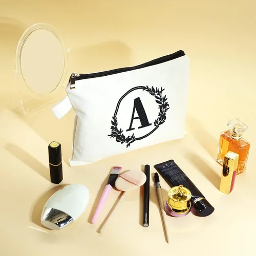 Miniatura 6 de Bolsa de cosméticos con combinación de letras bordadas, bolsa de regalo personalizada, adecuada para bodas, cumpleaños, vacaciones, es un gran