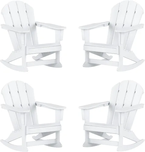 Miniatura 165 de WestinTrends Silla mecedora Malibu de poliéster para exterior/patio Adirondack, Negra