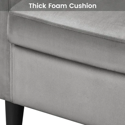 Miniatura 7 de Topeakmart Silla de club de terciopelo, estilo elegante, sillón tapizado para sala de estar, recepción, dormitorio, gris