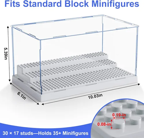 Miniatura 3 de Mlikero Vitrina para Minifiguras, Figuras de Acción y Bloques, Caja de Exhibición de Minifigura Extraíble para Almacenamiento de Colección de gris