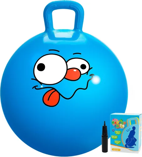 Miniatura 12 de U&C Planet Hoppity - Bola inflable de 18 pulgadas con asa para niños de 3 a 6 años Hoppity Hop Sit and Bounce Jumping Hopping con bomba y caja