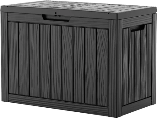 Miniatura 33 de EasyUp Caja de almacenamiento al aire libre de 30 galones, caja de resina para muebles, herramientas de jardín, cajas de almacenamiento exteriores