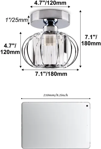 Miniatura 5 de FRIXCHUR Lámpara de araña pequeña semiempotrada, accesorio de lámpara de techo de cristal cromado, accesorio de lámpara de techo de cristal moderna
