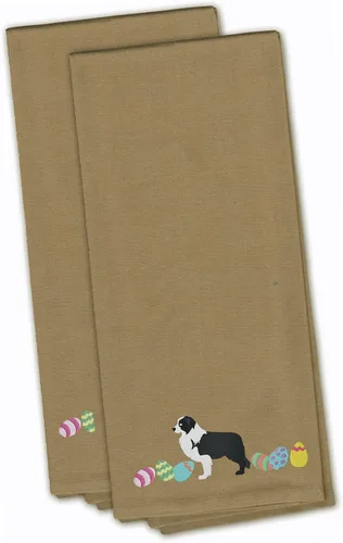 Caroline's Treasures CK1610TNTWE - Juego de 2 toallas bordadas de color marrón de Pascua con borde negro para invitados, para manos, cara, té, paños