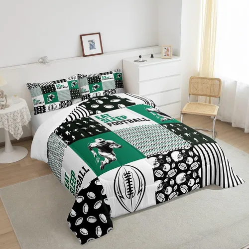 Miniatura 4 de Erosebridal Ropa de cama de fútbol - Juego de edredón de tamaño completo, Fútbol 02