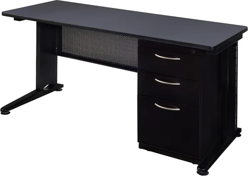 Miniatura 24 de Regency Fusion - Escritorio para profesores de 48 x 24 pulgadas con unidad de cajón de pedestal individual, color cereza