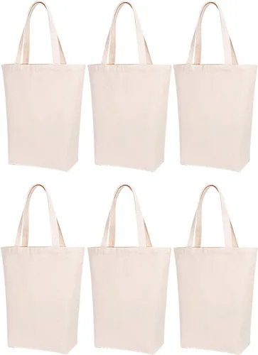 Miniatura 9 de Lily Queen - Bolsa de lona natural reutilizable para compras, Negro - Paquete de 12
