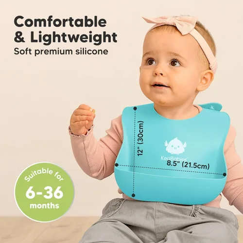 Miniatura 3 de KeaBabies - 2 baberos de silicona para bebés para comer - Baberos de silicona resistentes de grado alimenticio para bebés niña, niño, recogedor