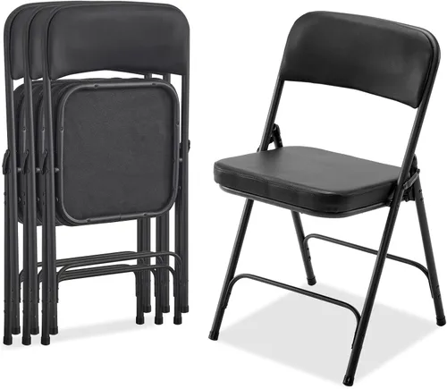 Miniatura 18 de Karl home Paquete de 12 sillas plegables blancas con asientos acolchados para exteriores e interiores, asiento comercial apilable portátil con marco