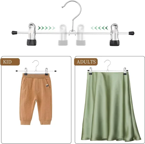Miniatura 2 de Perchas para pantalones de 14 pulgadas con clips, paquete de 30 perchas ajustables para mujer, antideslizantes, pantalones cortos para jeans