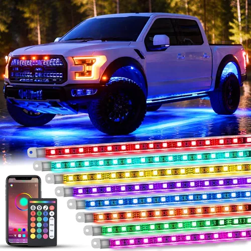 Miniatura 12 de Nilight 4 Piezas Tiras de Luces de Acento de Neón Underglow de Aluminio 396 LEDs Color de Ensueño Asistencia de Puerta Función Activa de Sonido