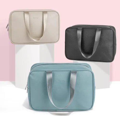 Miniatura 7 de Narwey Neceser de tamaño completo, bolsa de cosméticos grande, bolsa de maquillaje de viaje, organizador para mujeres y niñas, A-Negro, L, Bolsa