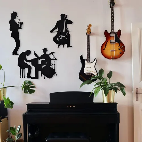 Miniatura 2 de J-Fly Decoraciones de baño para sala de estar, decoración occidental, música, metal, San Valentín, arte de pared, jazz, tema musical, saxofón