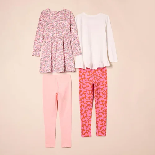 Miniatura 2 de Tienda Essentials Conjunto de traje de manga larga para niñas y niños pequeños, paquete de 4