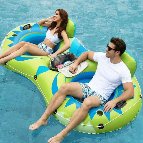 Miniatura 11 de Jasonwell Flotador Inflable para 2 Personas de Alta Resistencia para Río/Piscina con Enfriador Desmontable, Tubos para Lago, Balsa Flotadora de Río
