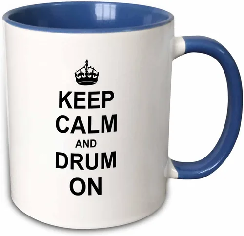 Miniatura 8 de 3dRose - Taza con texto en inglés "Keep Calm And Drum On", color negro
