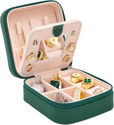 Miniatura 19 de KElofoN Estuche de viaje para joyas Caja de viaje para joyas Organizador de joyas de viaje Pequeño estuche organizador de joyas para niñas y mujeres