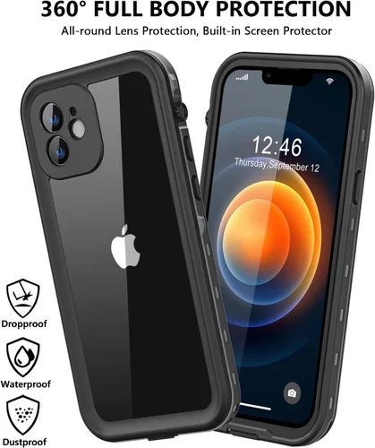 Miniatura 5 de Protebox Funda impermeable para iPhone 12 Mini con protector de pantalla integrado, a prueba de golpes, a prueba de polvo, protección de cuerpo