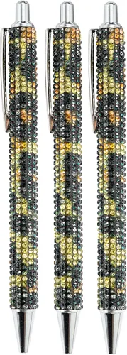 HOCE 3 bolígrafos de metal con diamantes de imitación de 0.028 in, tinta negra, bolígrafos de regalo para Navidad, dama de honor, boda, cumpleaños