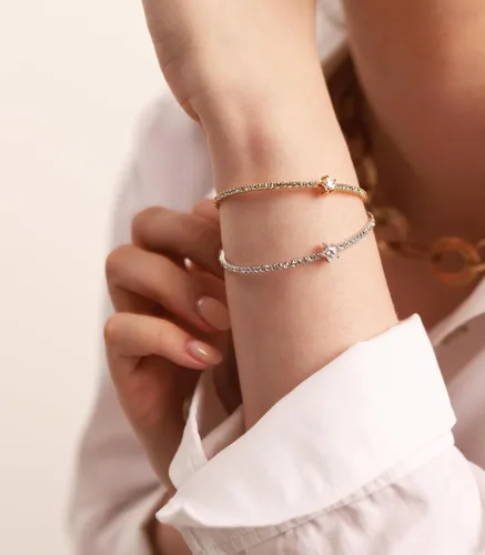 Miniatura 45 de OZEL - Pulseras para mujer, chapados en oro real de 18 quilates, pulseras de oro de cristal colorido para regalos