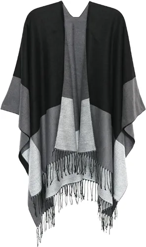 Miniatura 190 de Poncho chal para mujer, suéteres suaves y cálidos para mujer, parte delantera abierta, poncho de viaje para otoño, invierno y primavera