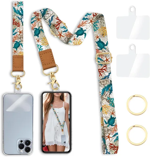 Miniatura 28 de Cordón cruzado para teléfono celular con correa para la muñeca, diseño de flores, para colgar alrededor del cuello, correa floral ajustable