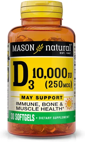 Miniatura 13 de MASON NATURAL Vitamina D3 125 mcg (5000 UI) - Apoya la salud general, fortalece los huesos y los músculos, del aceite de hígado de pescado, 50