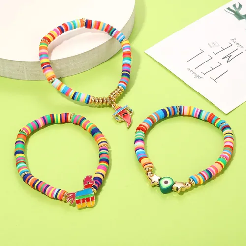Miniatura 297 de Surfer Heishi - Pulseras apilables para mujer, apilables, de vinilo arcoíris, disco de arcilla, pulseras elásticas para la amistad, joyería bohemia