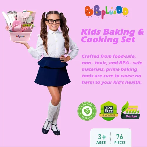 Miniatura 7 de Juego de 76 piezas para hornear y cocinar para niños, delantal para padres e hijos, kit de decoración de tartas, bolsas de tuberías y puntas