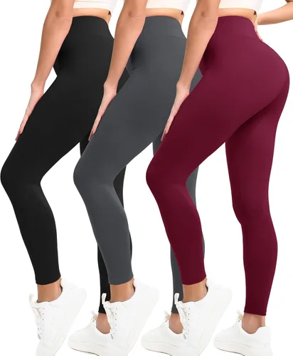 Natural Feelings Buttercloud - Paquete de 3 leggings para mujer, cintura alta, pantalones de yoga suaves como la mantequilla, para uso diario