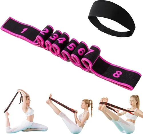 Banda de resistencia de fitness para estiramiento y yoga, ejercicio de tirador de moda, bandas de resistencia de fitness con asas, banda de