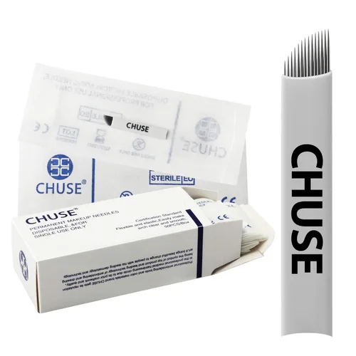 Chuse S14 50pcs manual de cejas agujas de maquillaje permanente tatuaje micro hoja 14 agujas inclinadas