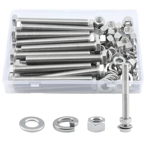 Miniatura 18 de Tornillo de cabeza hexagonal 1/4-20 x1 (20 unidades), tuercas de bloqueo, kits de arandelas planas y de bloqueo, acero inoxidable 304 18-8