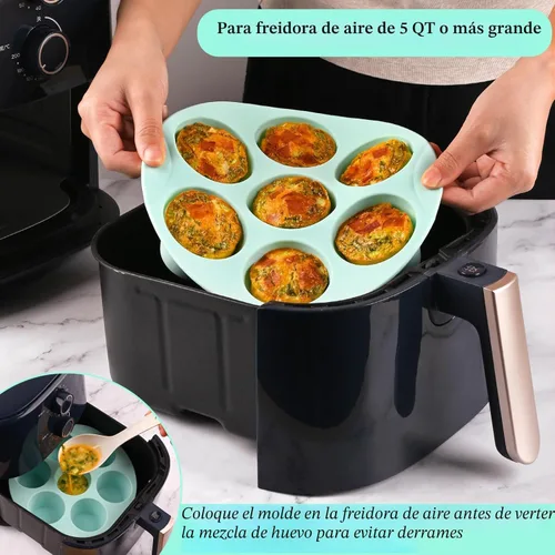 Miniatura 4 de Sakolla 2 Pack Moldes de Silicona para Huevos al Horno para Freidora de Aire, Molde Antiadherente de 7 Tazas para Freidora de Aire para Hornear