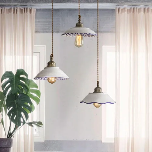 Miniatura 6 de MARURY Lámpara colgante de techo, luz colgante de porcelana azul y blanca, lámpara clásica de cerámica pequeña ajustable para cocina, isla
