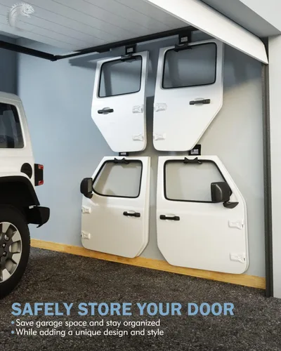 Miniatura 6 de Perchas de almacenamiento para puertas compatibles con Jeep Wrangler 1956-2024, soporte de almacenamiento de puerta extraíble montado en la pared