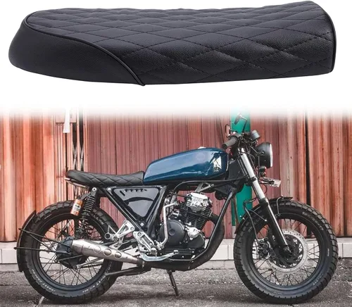 Miniatura 4 de Asiento plano retro de rombo negro vintage para motocicleta Cafe Racer para KZ400 KZ550 K750 Z650 W650 CB100 CB125 CB175 CB200 CB350 CL200 CL350